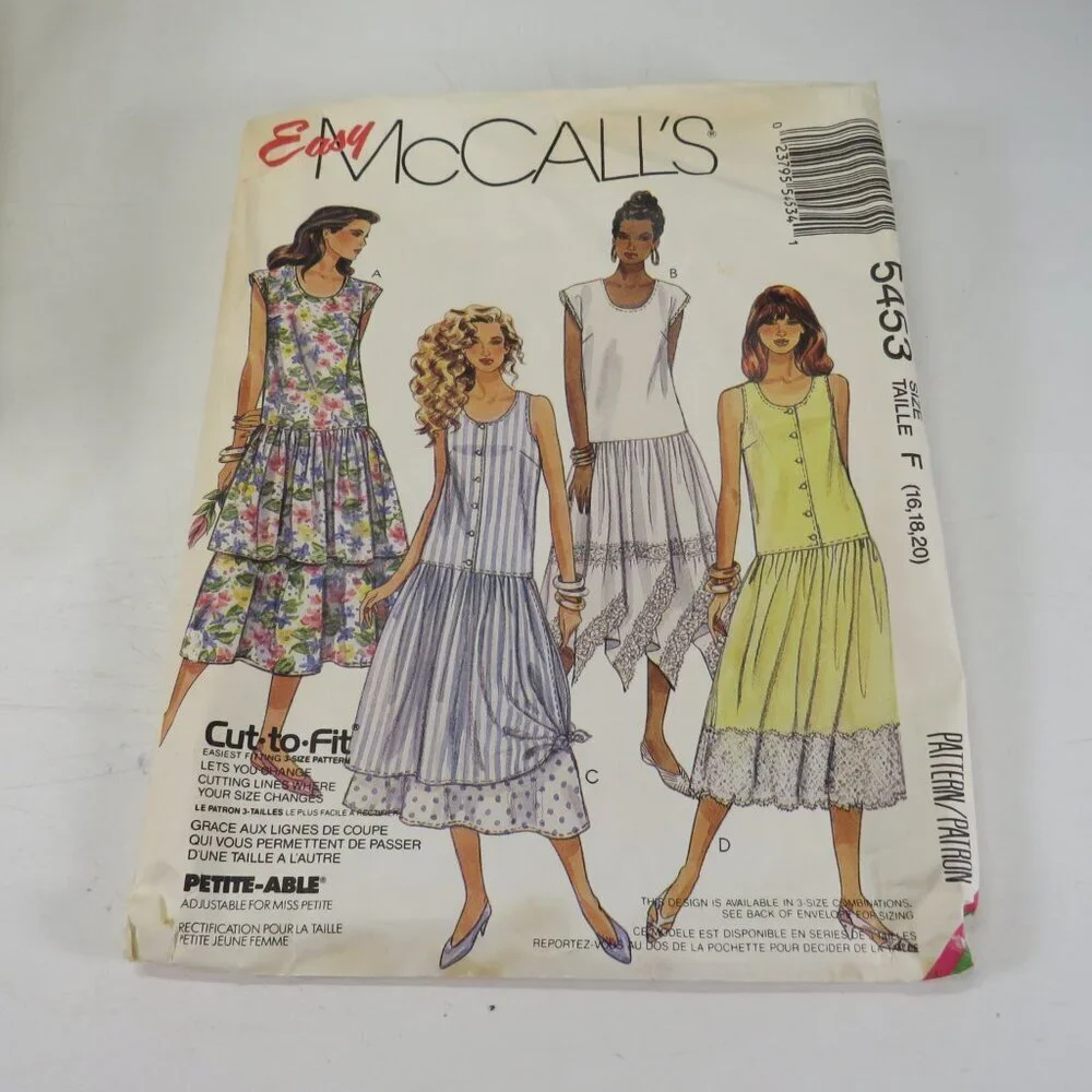 McCalls 5453 Clothing Pattern EASY Sleeveless Sundress 16-18